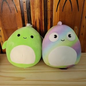 Squishmallow 8 inch Honeydew chameleon and Herb turtle